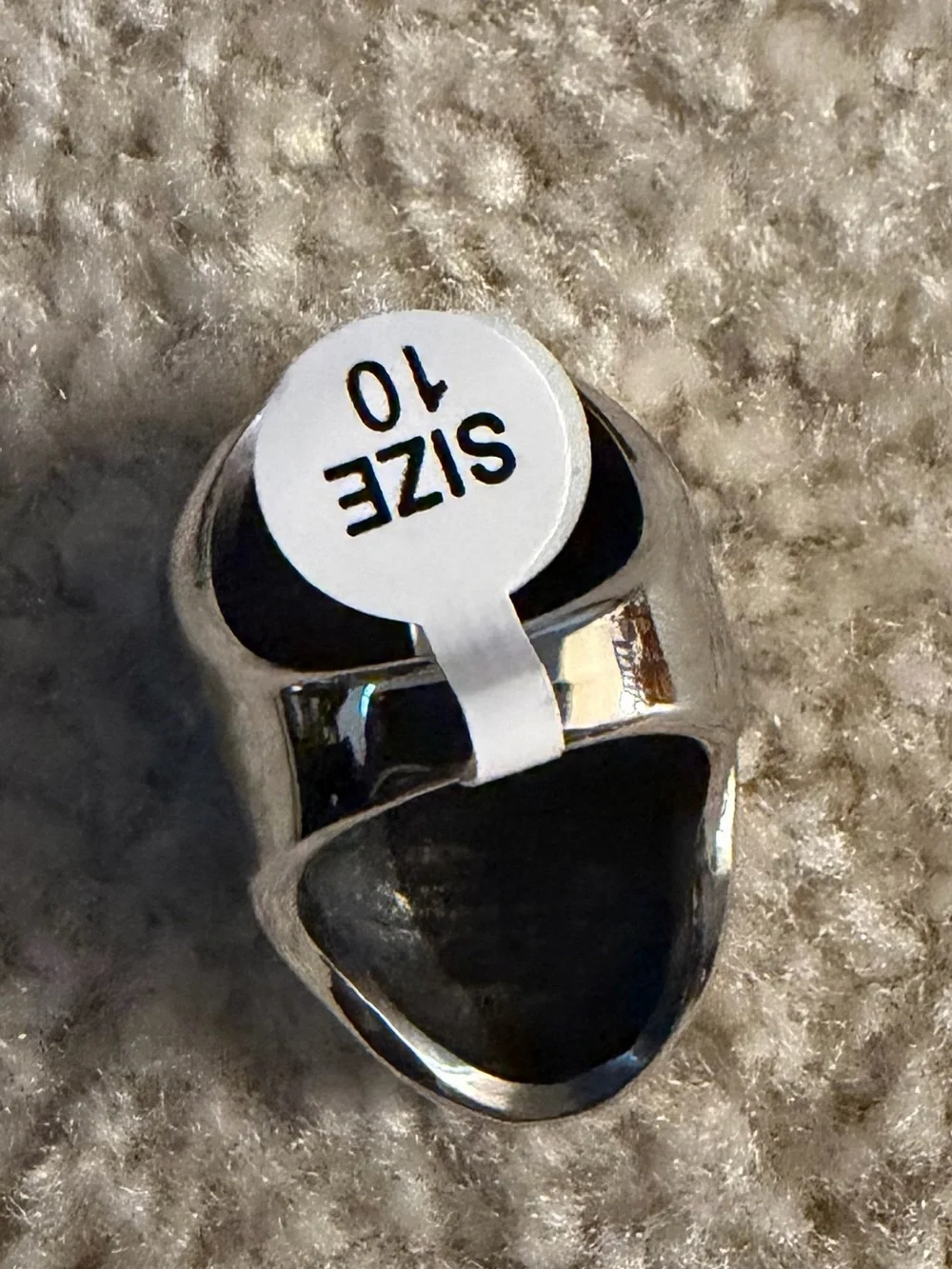 Men's Skull Ring with American Flag Face Mask in Silver and Red/Blue Enamel
